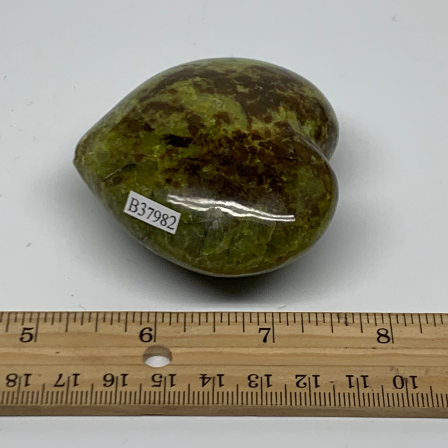 0.31 lbs, 2.4"x2.7"x1.2", Green Opal Heart Polished Gemstone Crystal, B37982