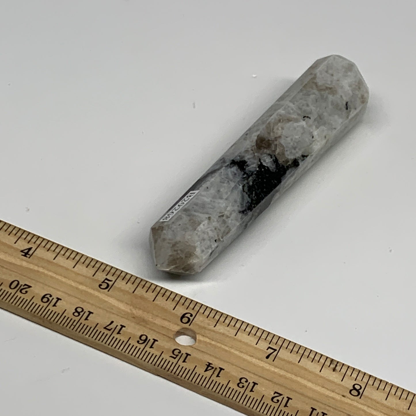 85.7g, 4"x0.8", Rainbow Moonstone Tower Obelisk Point Crystal @India, B29268