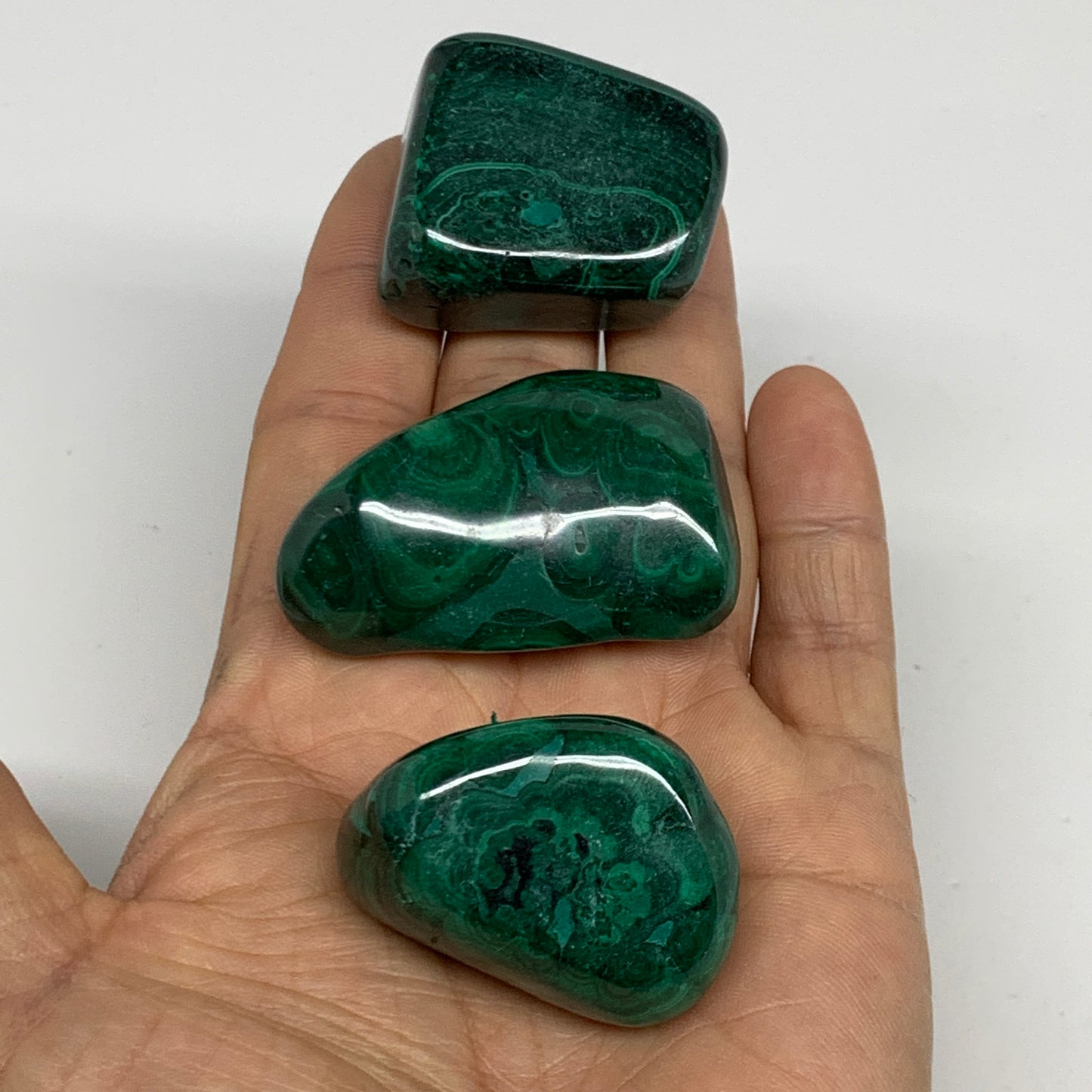 187.5g, 1.5"-2", 3pcs, Natural Small Malachite Tumbled Polished, B32841