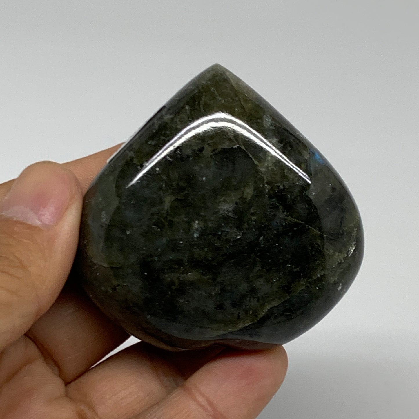 116g, 2.2"x2.2"x1", Natural Labradorite Heart Polished Crystal, B34938