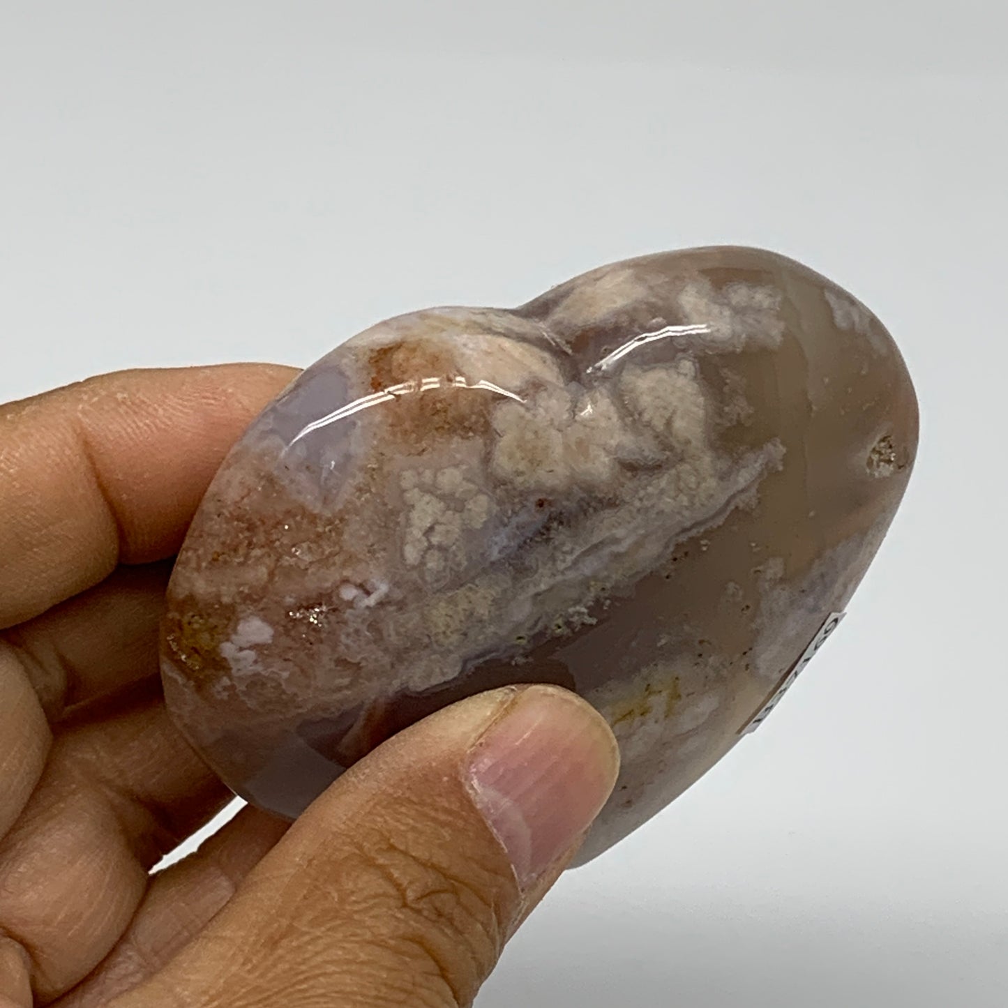 0.32 lbs, 2.4"x2.8"x1.1", Cherry Blossom Flower Agate Heart Crystal, B37169