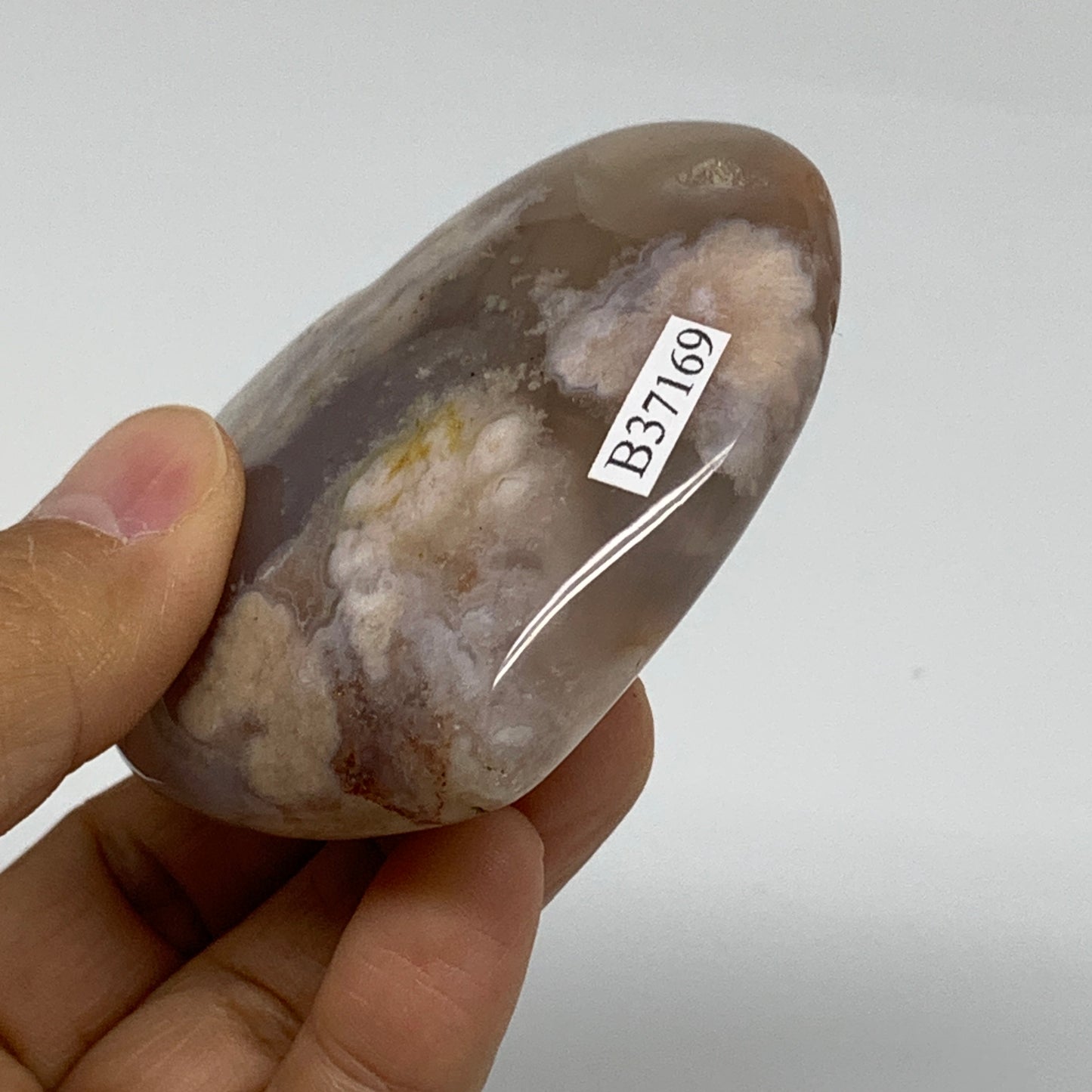 0.32 lbs, 2.4"x2.8"x1.1", Cherry Blossom Flower Agate Heart Crystal, B37169