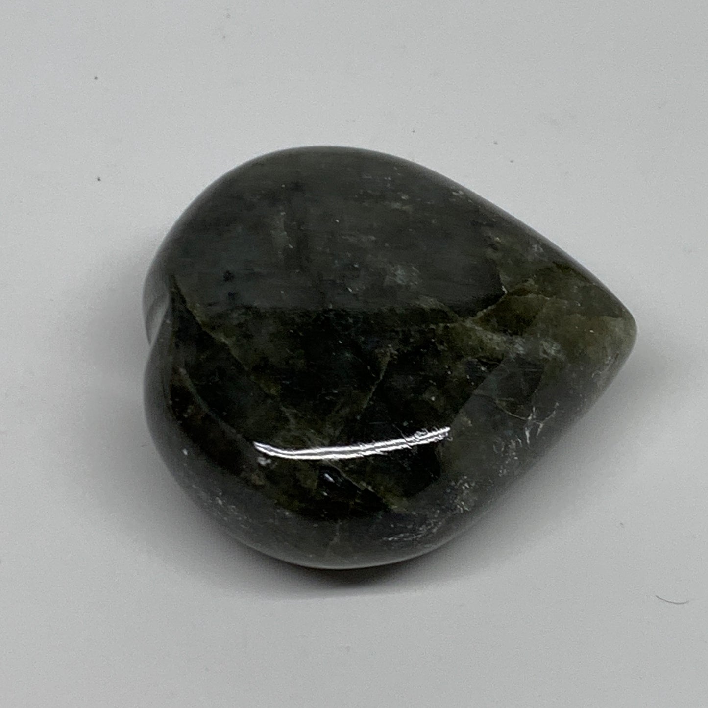 116g, 2.2"x2.2"x1", Natural Labradorite Heart Polished Crystal, B34938