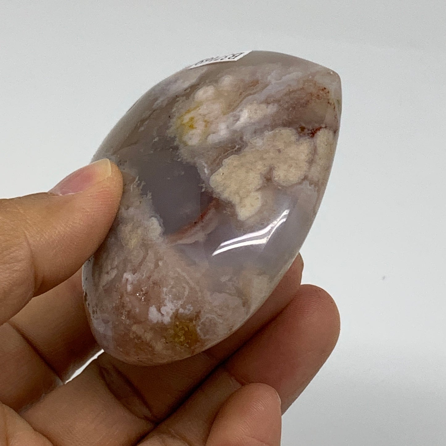 0.32 lbs, 2.4"x2.8"x1.1", Cherry Blossom Flower Agate Heart Crystal, B37169