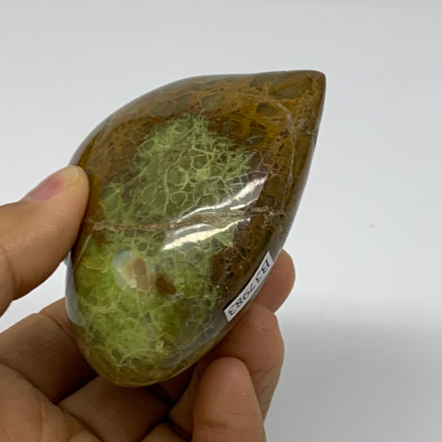 0.37 lbs, 2.7"x2.9"x1.5", Green Opal Heart Polished Gemstone Crystal, B37983
