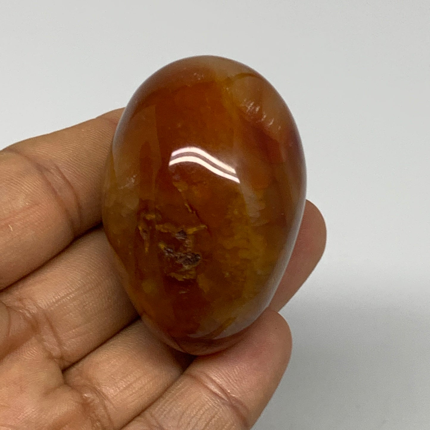 87.9g, 2"x1.5"x1.4", Red Carnelian Palm-Stone Gem Crystal Polished, B28465