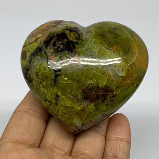 0.45 lbs, 2.6"x2.9"x1.4", Green Opal Heart Polished Gemstone Crystal, B37984