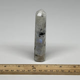 90.3g, 4.2"x0.8", Rainbow Moonstone Tower Obelisk Point Crystal @India, B29267