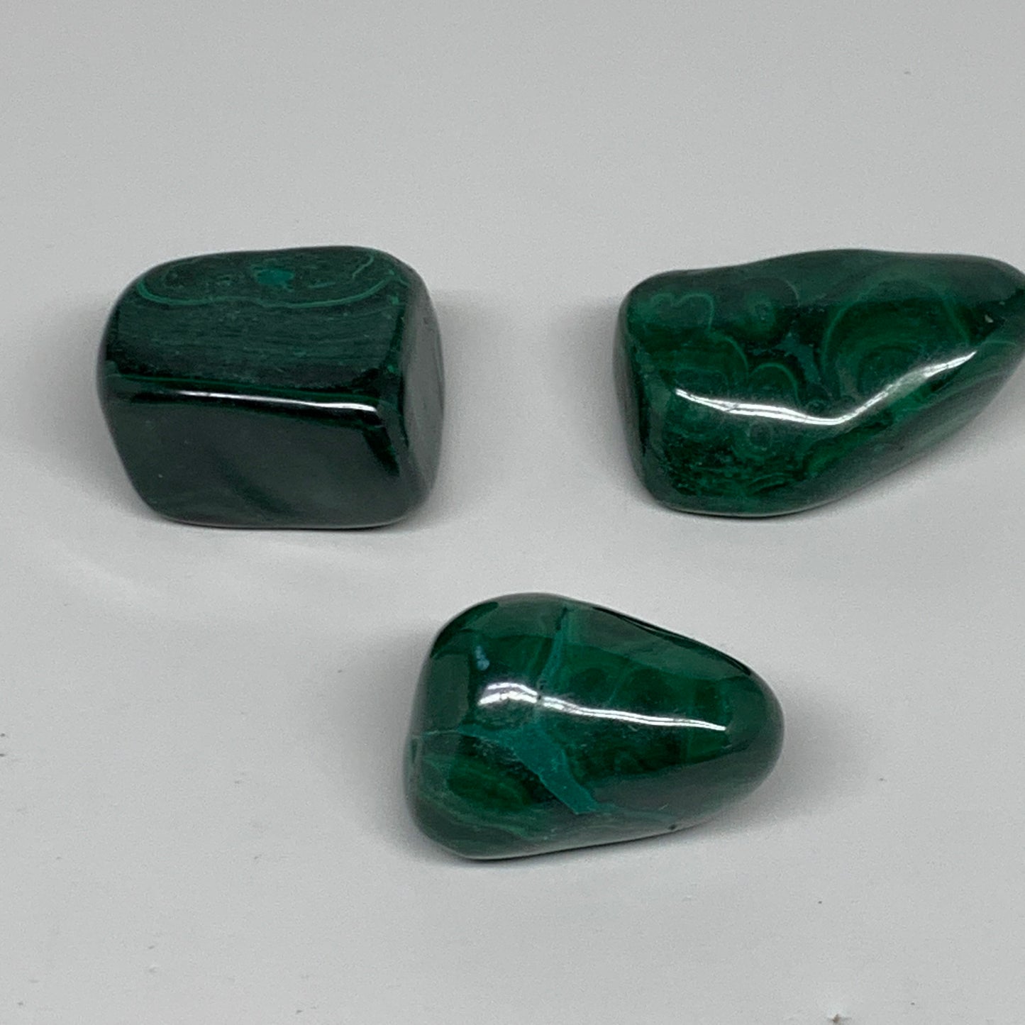 187.5g, 1.5"-2", 3pcs, Natural Small Malachite Tumbled Polished, B32841