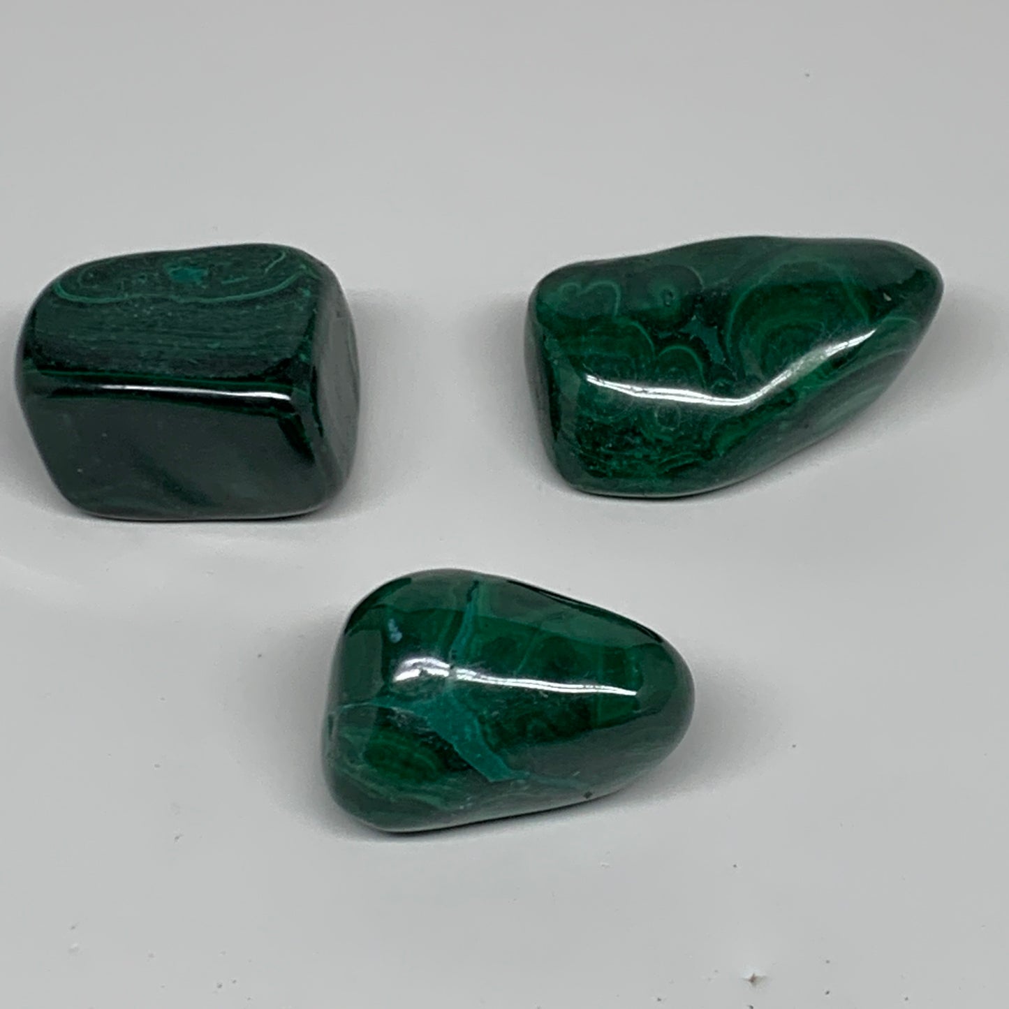 187.5g, 1.5"-2", 3pcs, Natural Small Malachite Tumbled Polished, B32841