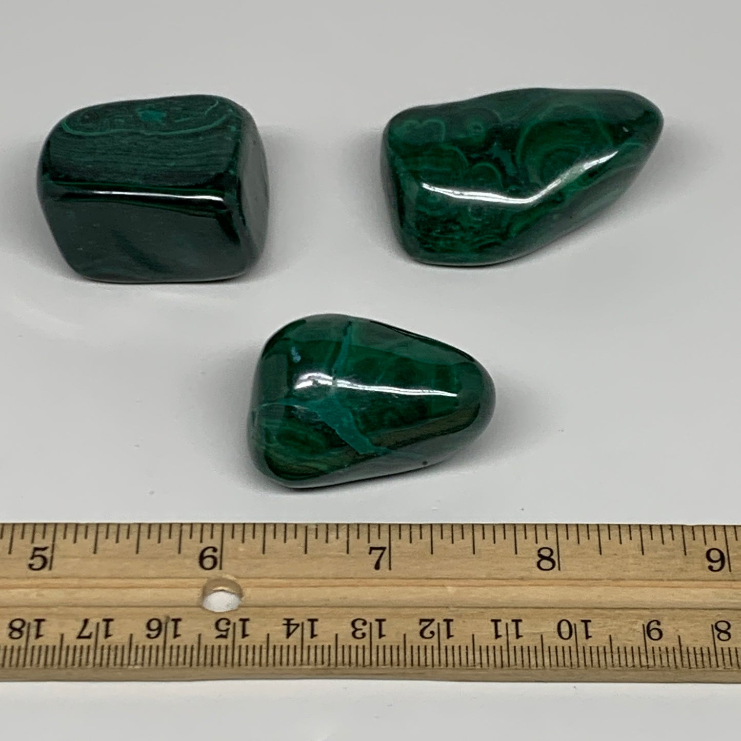 187.5g, 1.5"-2", 3pcs, Natural Small Malachite Tumbled Polished, B32841