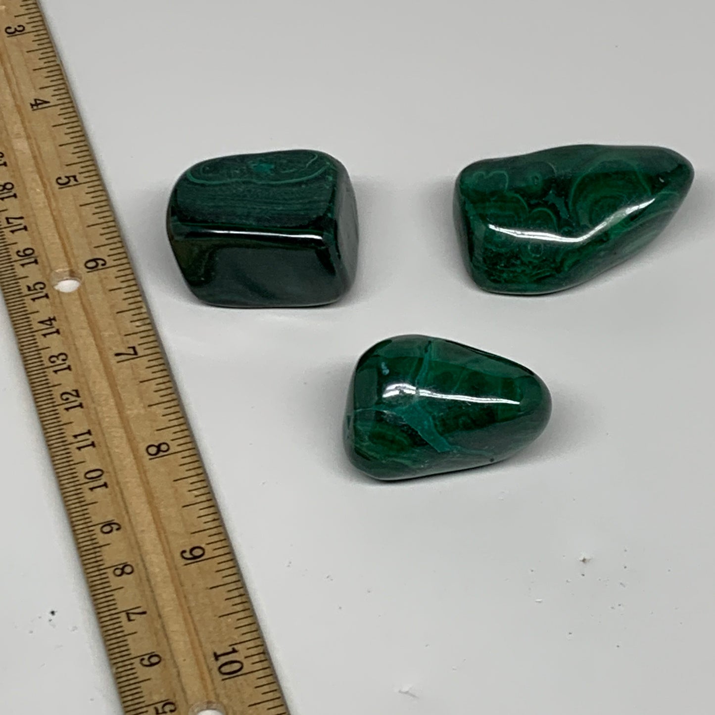 187.5g, 1.5"-2", 3pcs, Natural Small Malachite Tumbled Polished, B32841
