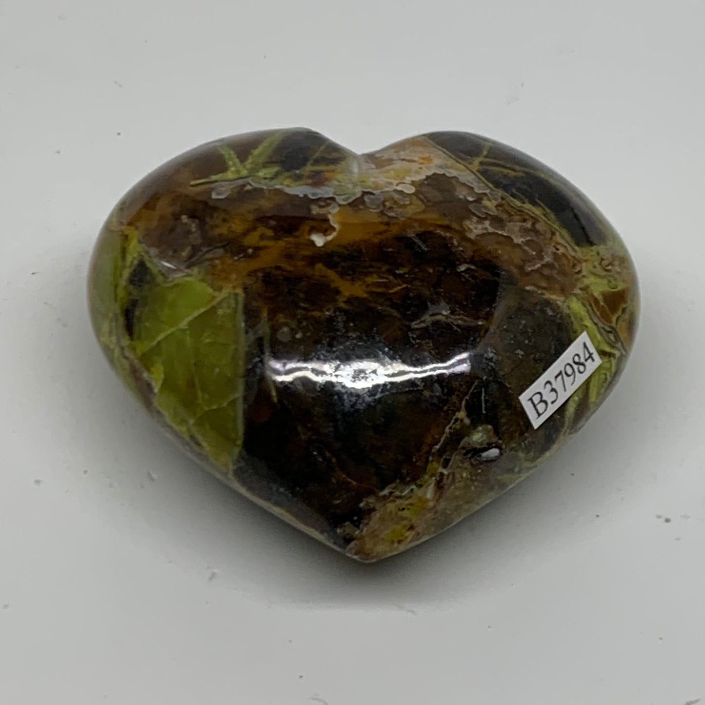 0.45 lbs, 2.6"x2.9"x1.4", Green Opal Heart Polished Gemstone Crystal, B37984