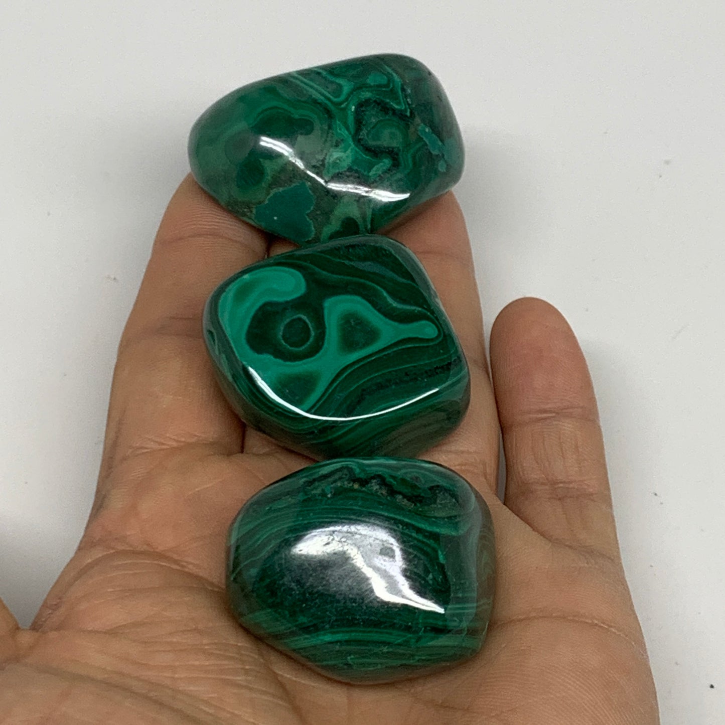 171.4g, 1.3"-1.7", 3pcs, Natural Small Malachite Tumbled Polished, B32842