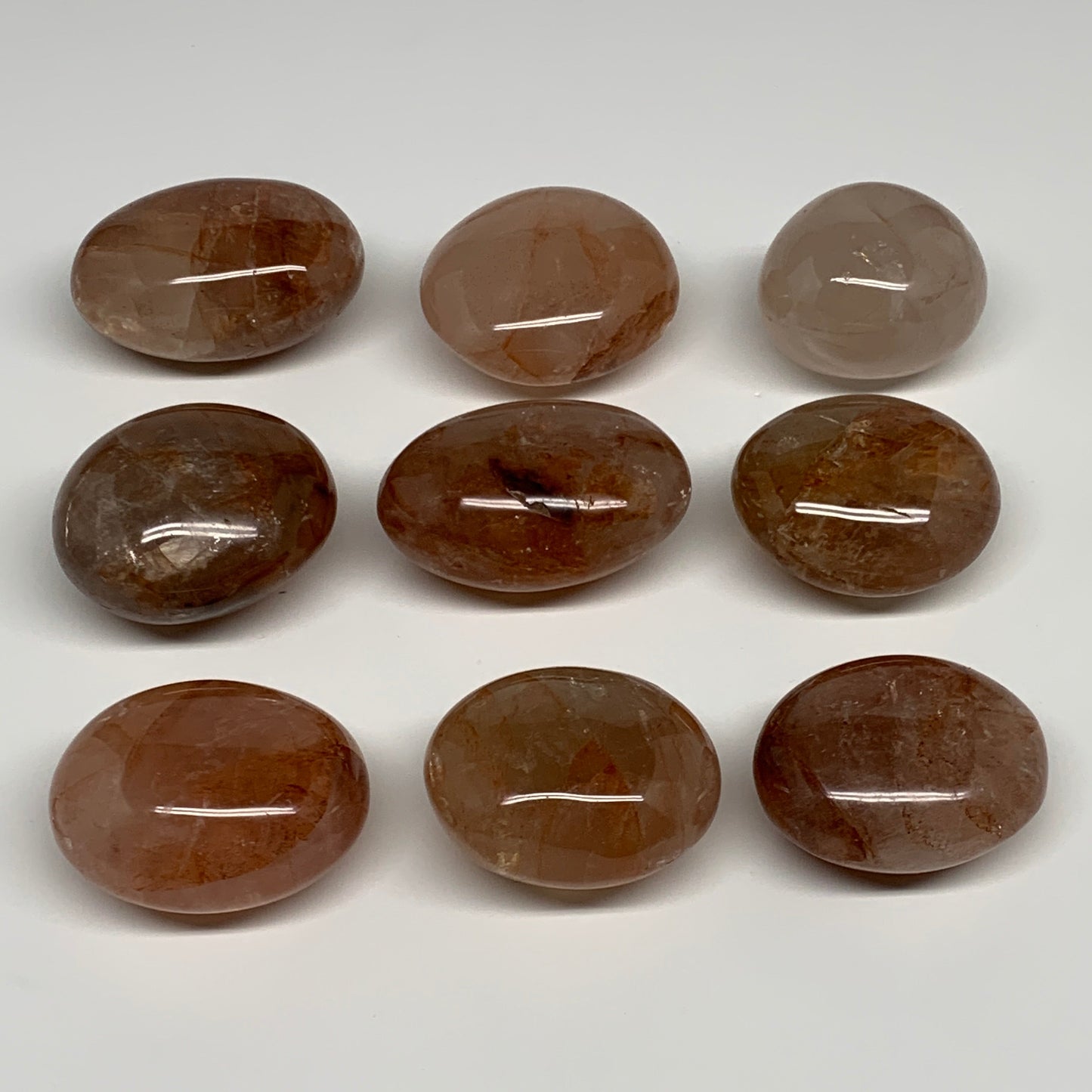 2.2 Lbs, 1.9-2.4", 9pcs, Red Hematoid Palm-Stone Polished Wholesale, B30694