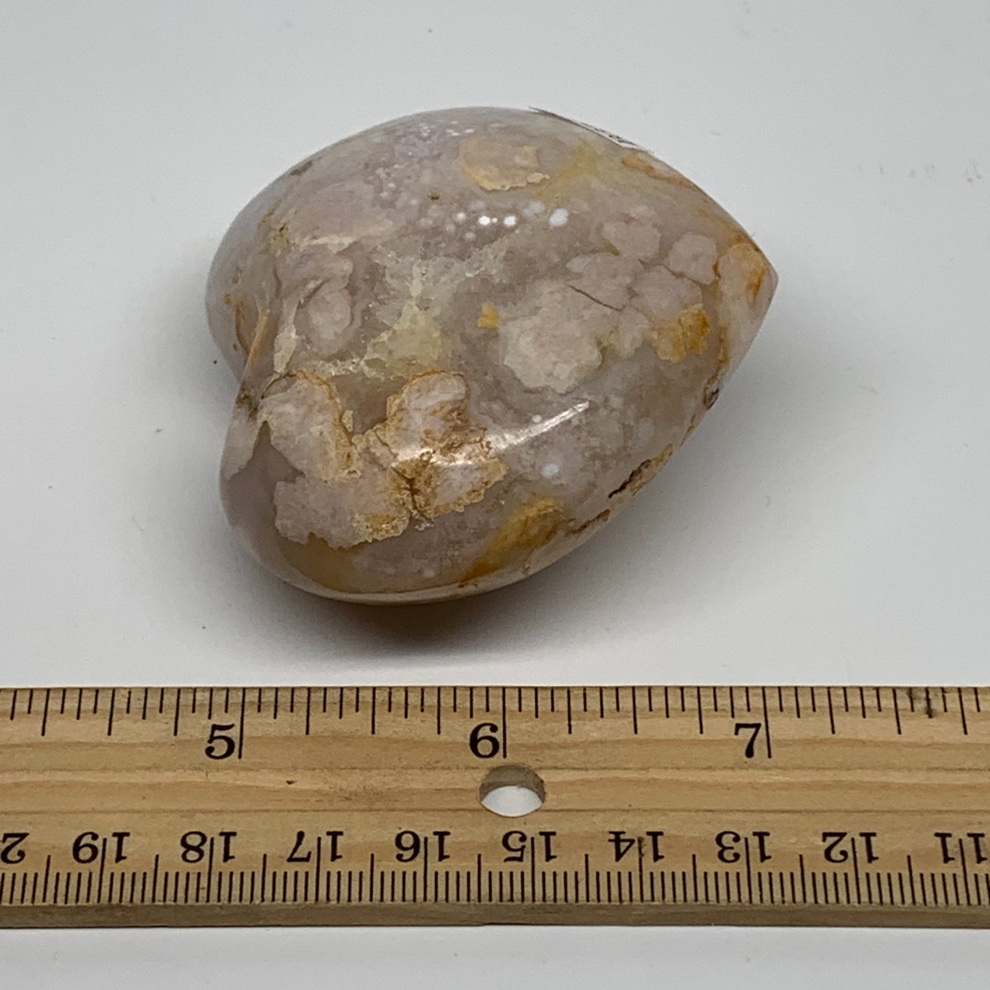 0.37 lbs, 2.3"x2.6"x1.3", Cherry Blossom Flower Agate Heart Crystal, B37168