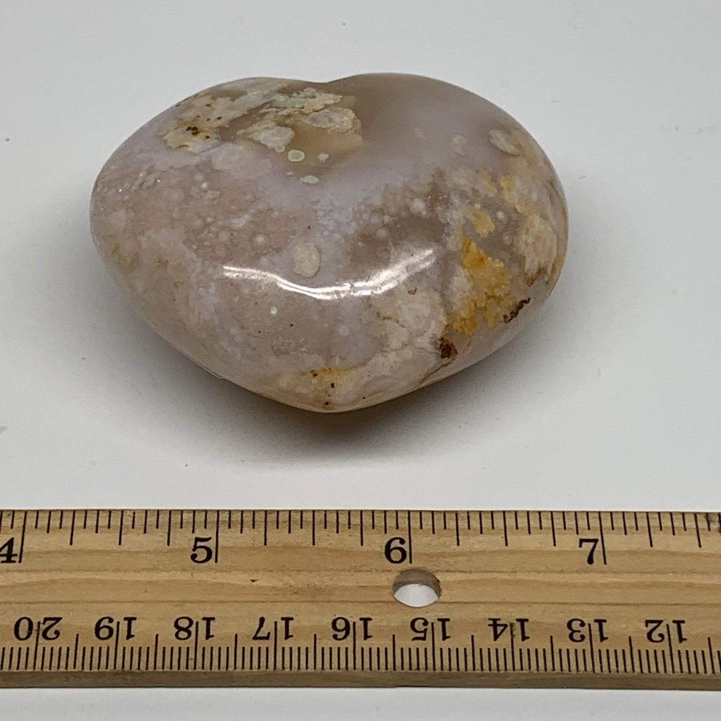 0.37 lbs, 2.3"x2.6"x1.3", Cherry Blossom Flower Agate Heart Crystal, B37168