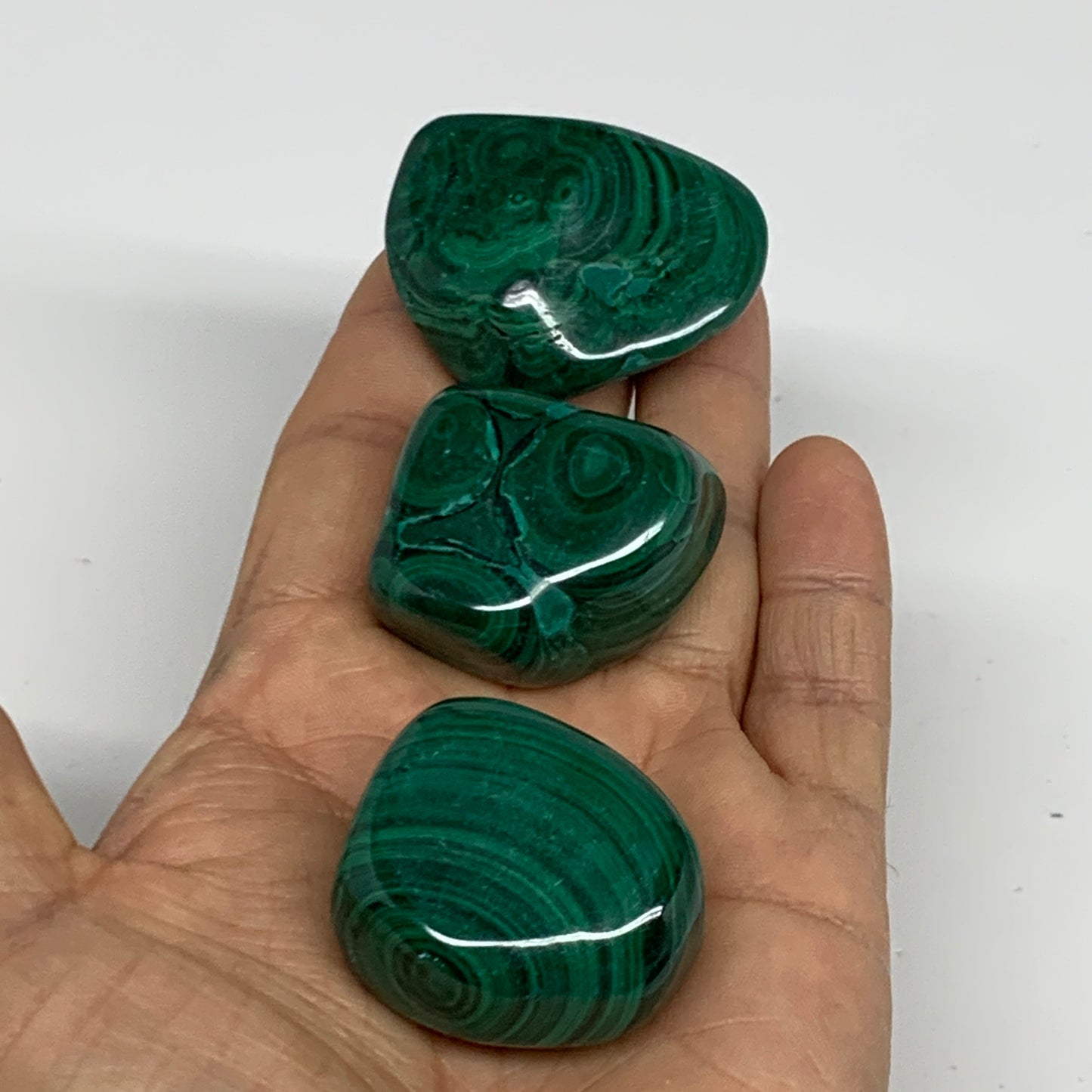171.4g, 1.3"-1.7", 3pcs, Natural Small Malachite Tumbled Polished, B32842