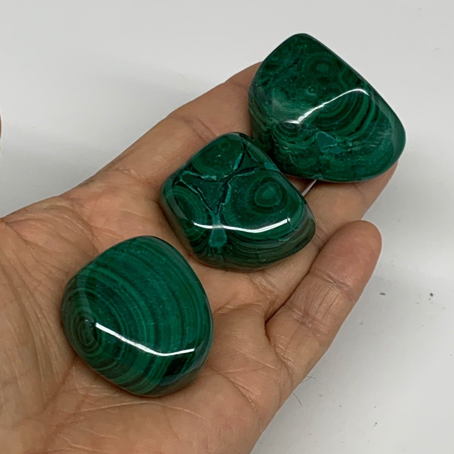 171.4g, 1.3"-1.7", 3pcs, Natural Small Malachite Tumbled Polished, B32842
