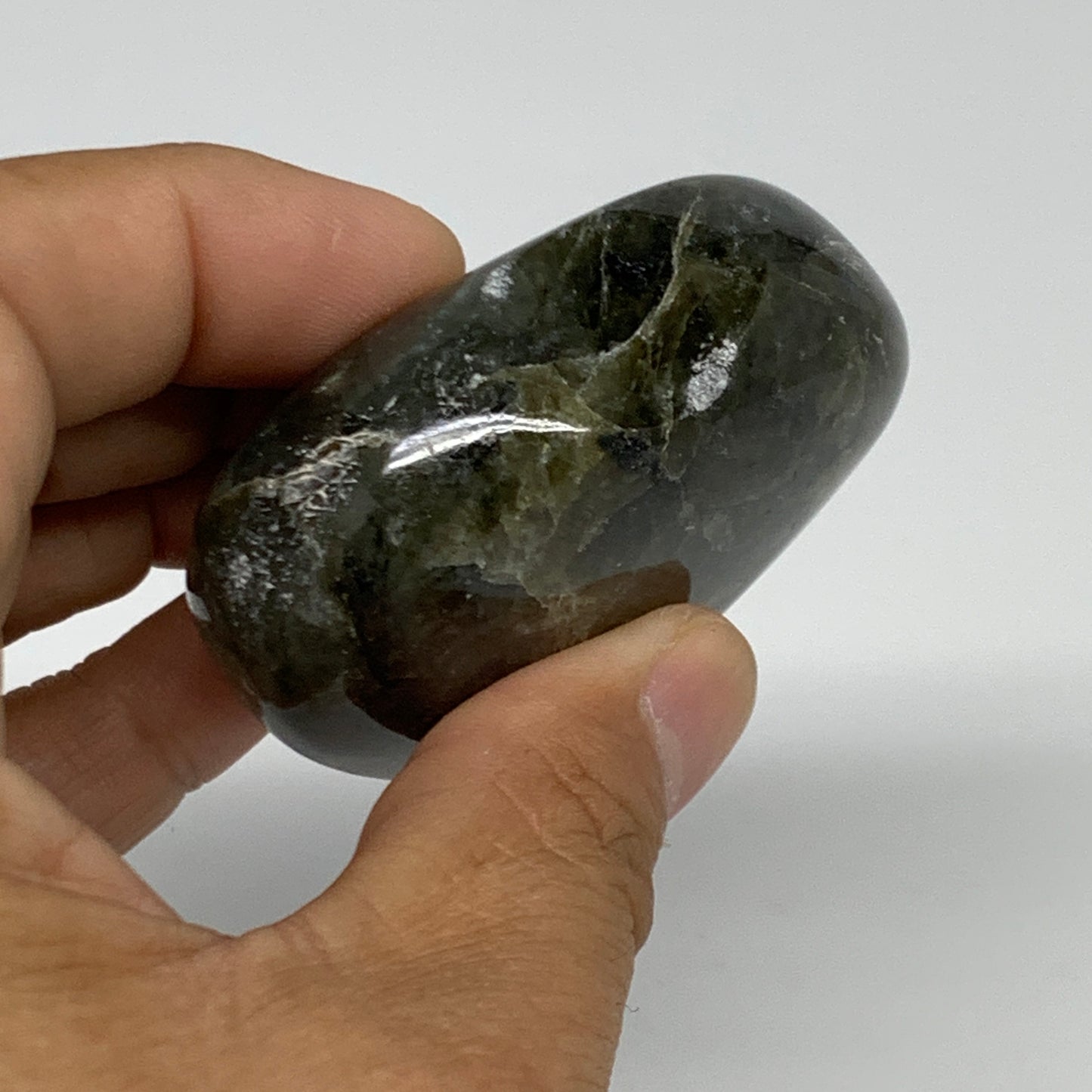 126.5g, 2.2"x2.3"x1", Natural Labradorite Heart Polished Crystal, B34940