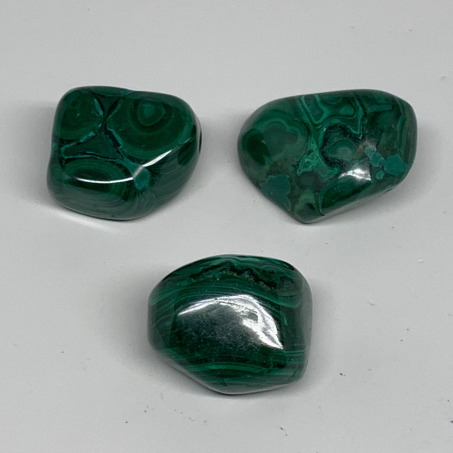 171.4g, 1.3"-1.7", 3pcs, Natural Small Malachite Tumbled Polished, B32842