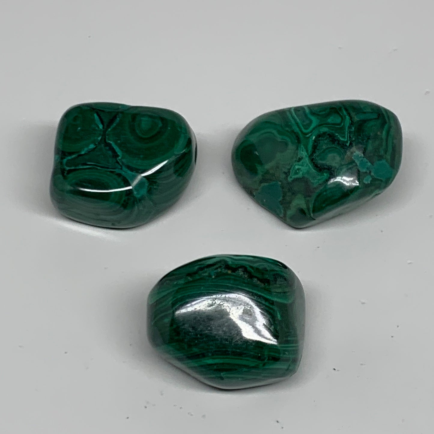 171.4g, 1.3"-1.7", 3pcs, Natural Small Malachite Tumbled Polished, B32842