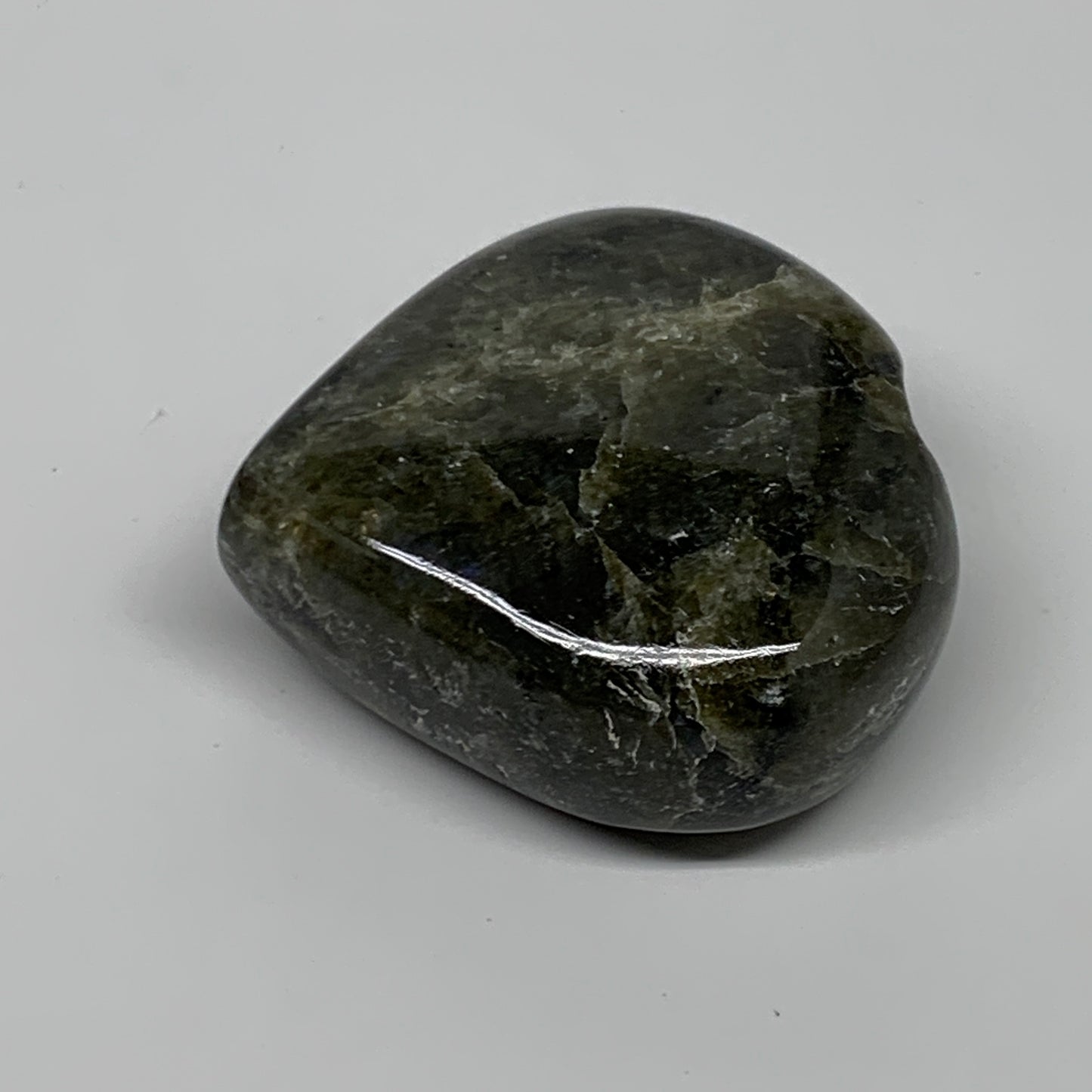 126.5g, 2.2"x2.3"x1", Natural Labradorite Heart Polished Crystal, B34940