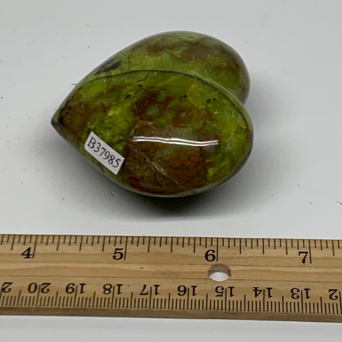0.30 lbs, 2.4"x2.6"x1.3", Green Opal Heart Polished Gemstone Crystal, B37985