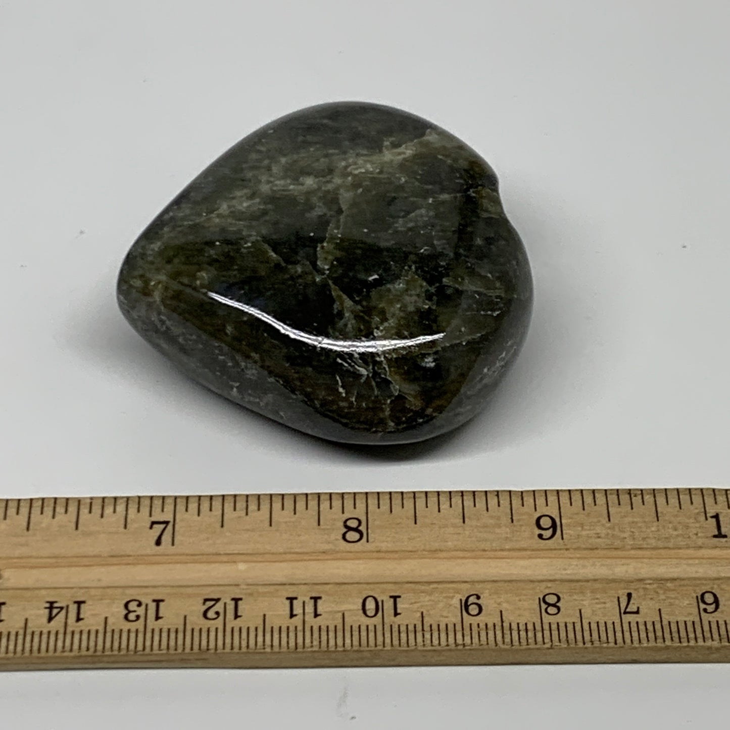 126.5g, 2.2"x2.3"x1", Natural Labradorite Heart Polished Crystal, B34940