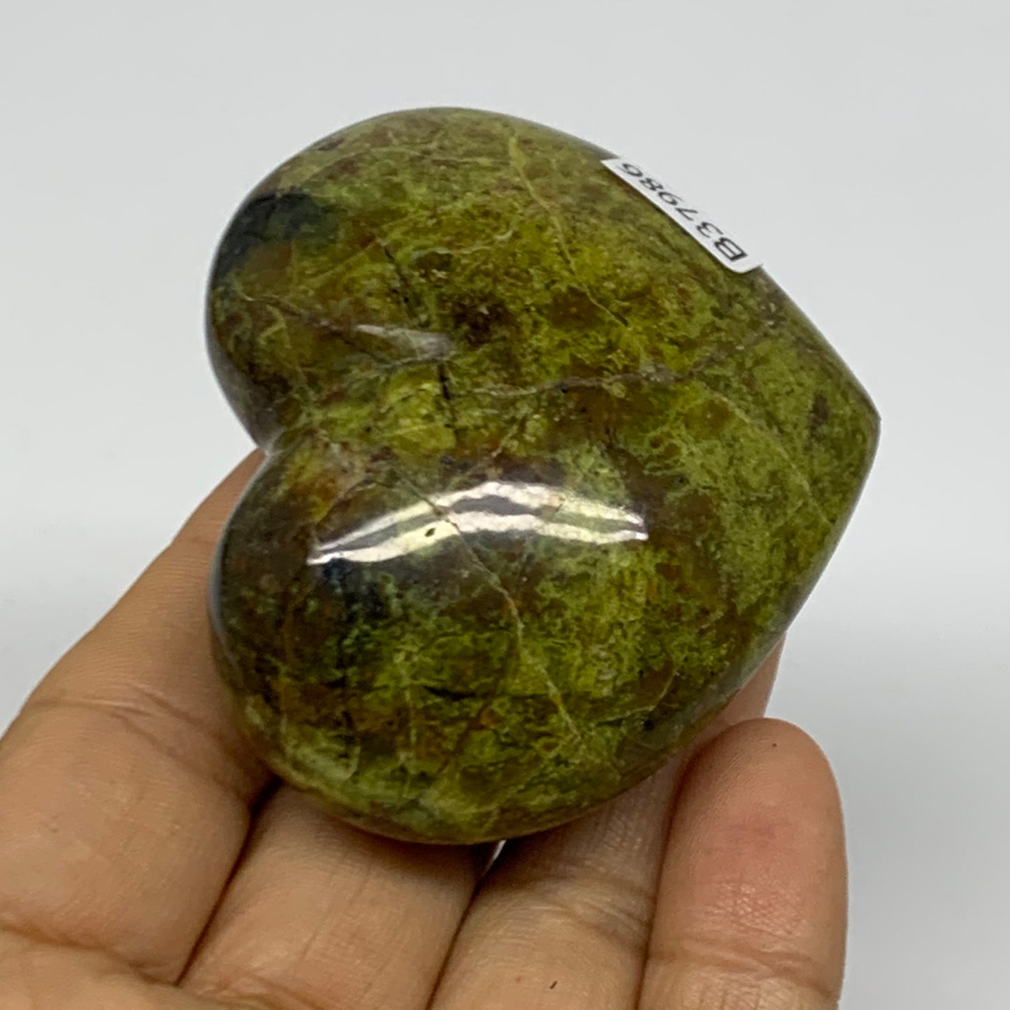 0.22 lbs, 2.1"x2.5"x1.1", Green Opal Heart Polished Gemstone Crystal, B37986