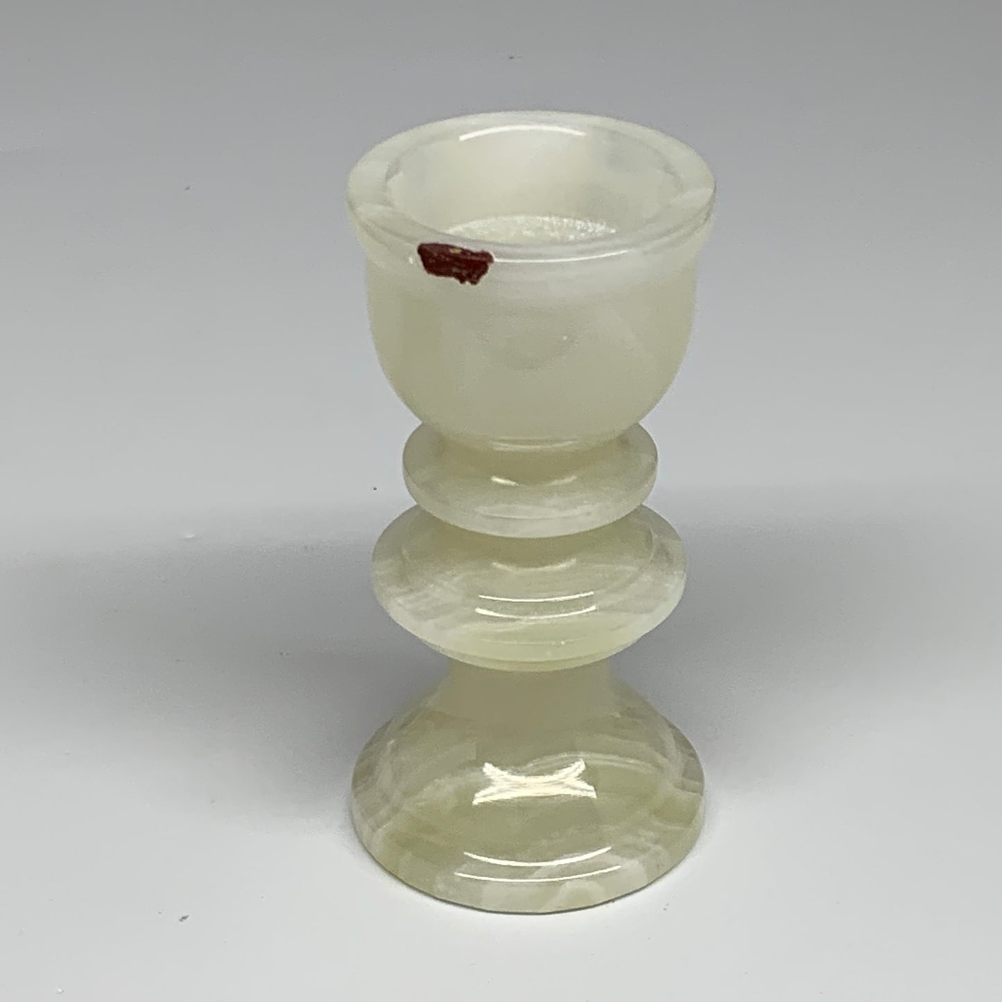 234g, 3.8"x1.9", Natural Green Onyx Candle Holder Gemstone Hand Carved, B32163