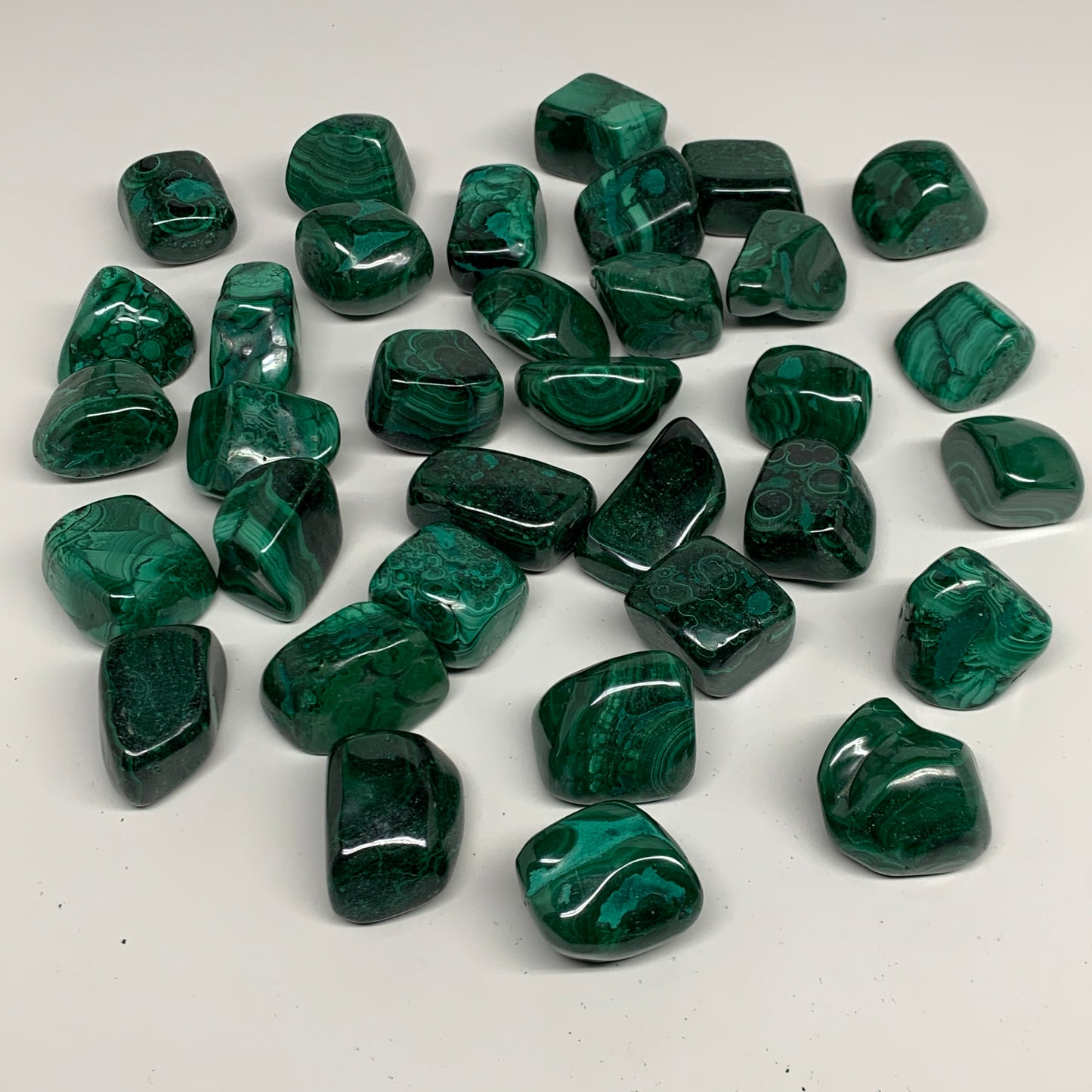 1pcs, 1.2"-1.8", Natural Malachite Tumbled Polished Gemstone, B32843