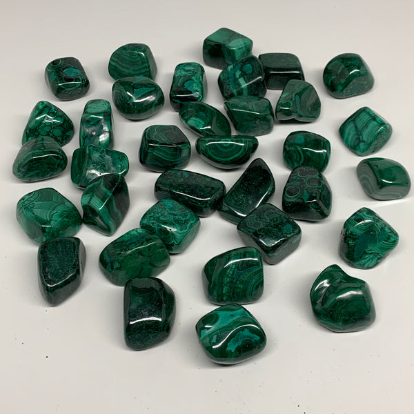 1pcs, 1.2"-1.8", 50-65g, Natural Malachite Tumbled Polished Gemstone, B32843