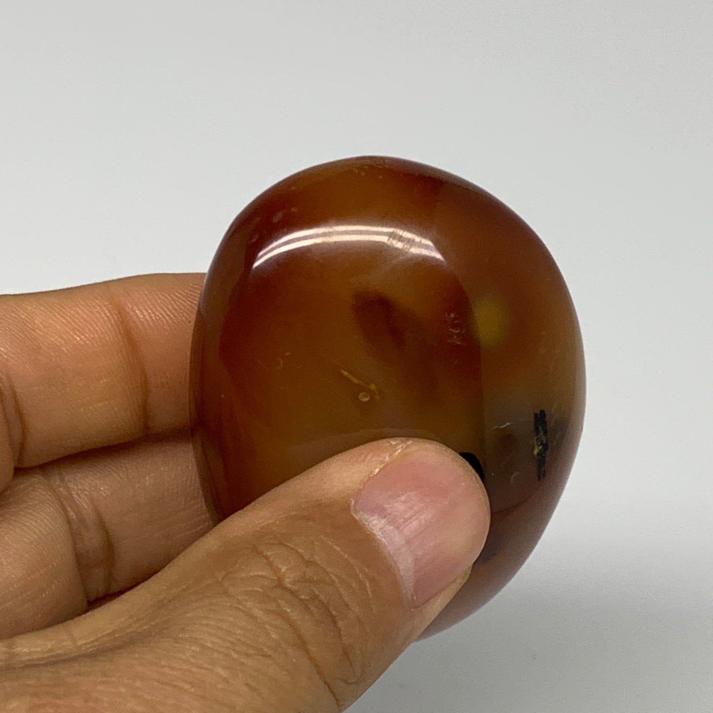 100g, 2.3"x1.8"x1.1", Red Carnelian Palm-Stone Gem Crystal Polished, B28467
