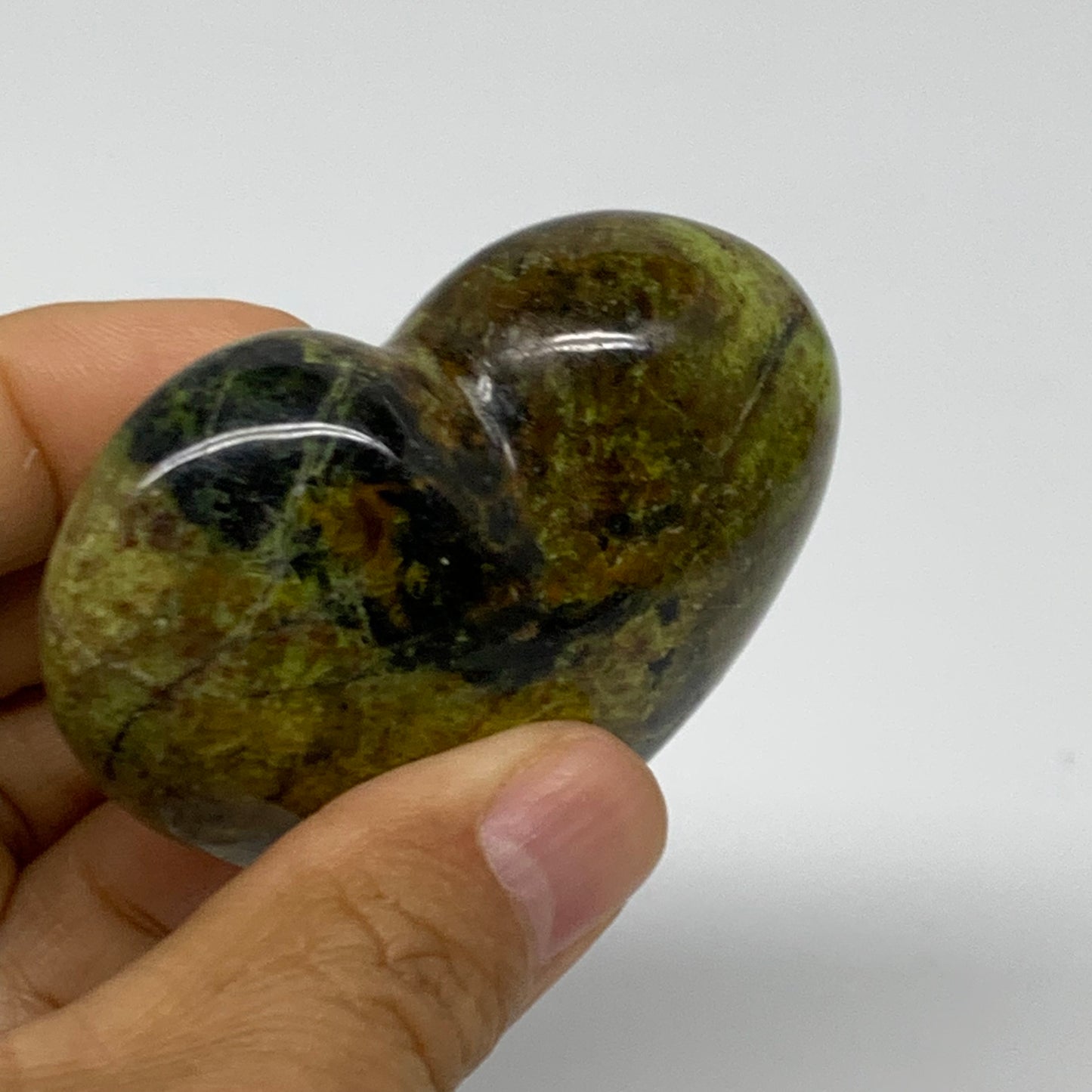 0.22 lbs, 2.1"x2.5"x1.1", Green Opal Heart Polished Gemstone Crystal, B37986