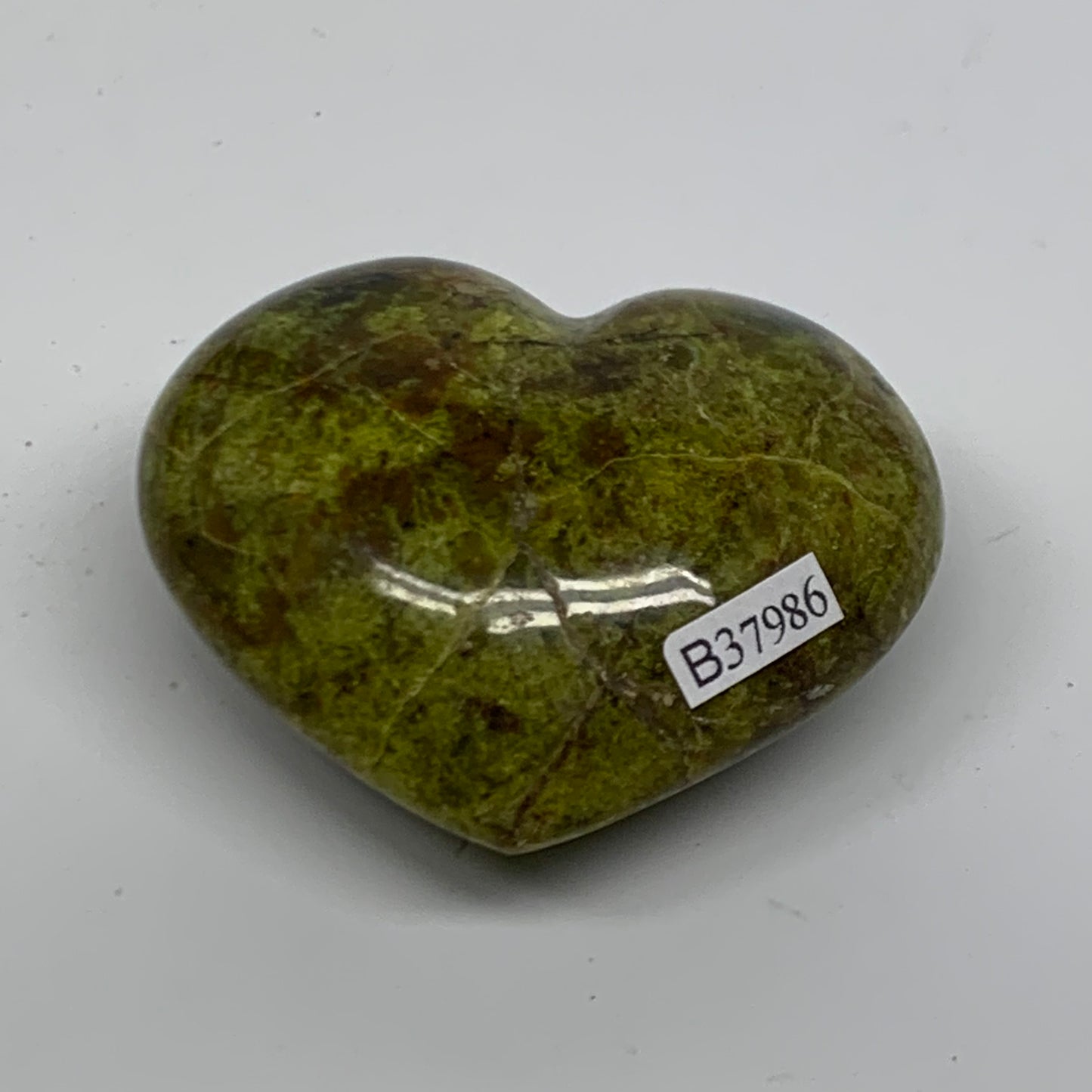 0.22 lbs, 2.1"x2.5"x1.1", Green Opal Heart Polished Gemstone Crystal, B37986