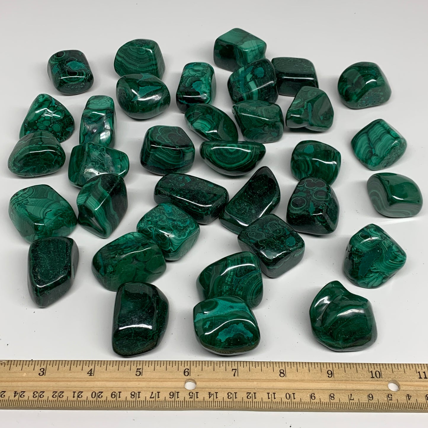 1pcs, 1.2"-1.8", Natural Malachite Tumbled Polished Gemstone, B32843