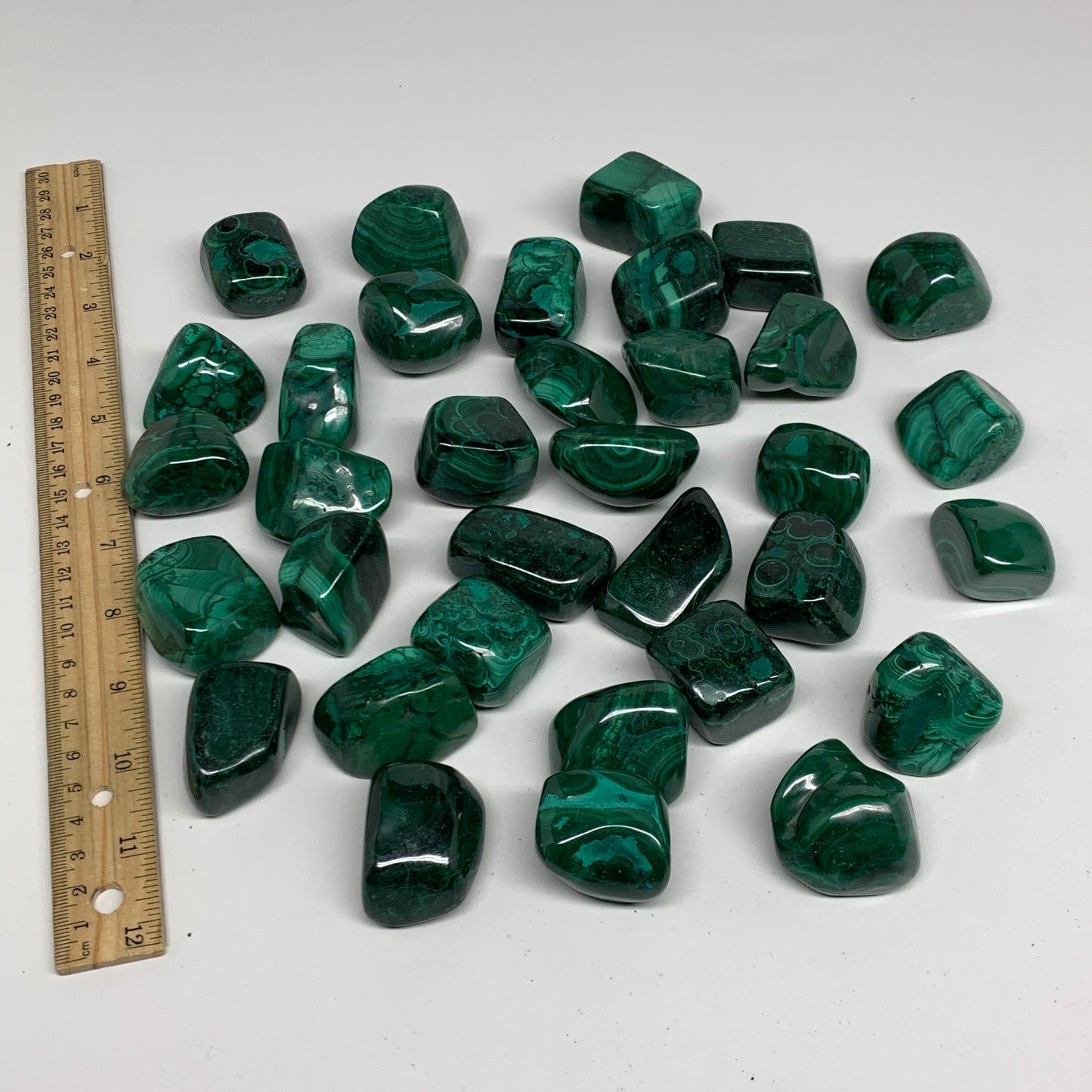 1pcs, 1.2"-1.8", Natural Malachite Tumbled Polished Gemstone, B32843