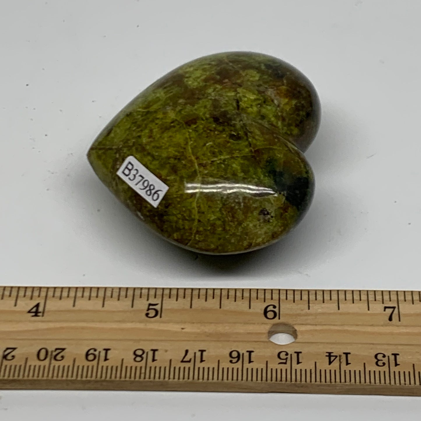 0.22 lbs, 2.1"x2.5"x1.1", Green Opal Heart Polished Gemstone Crystal, B37986