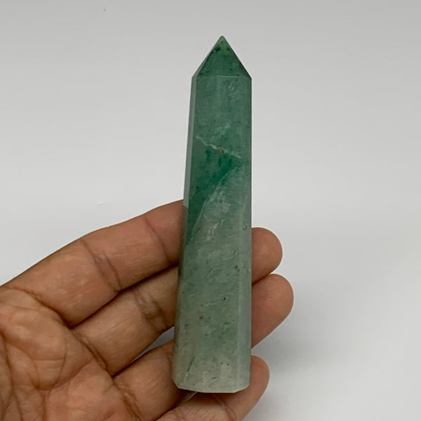 69.4g, 3.9"x0.8", Green Aventurine Tower Obelisk Point Crystal @India,B31535