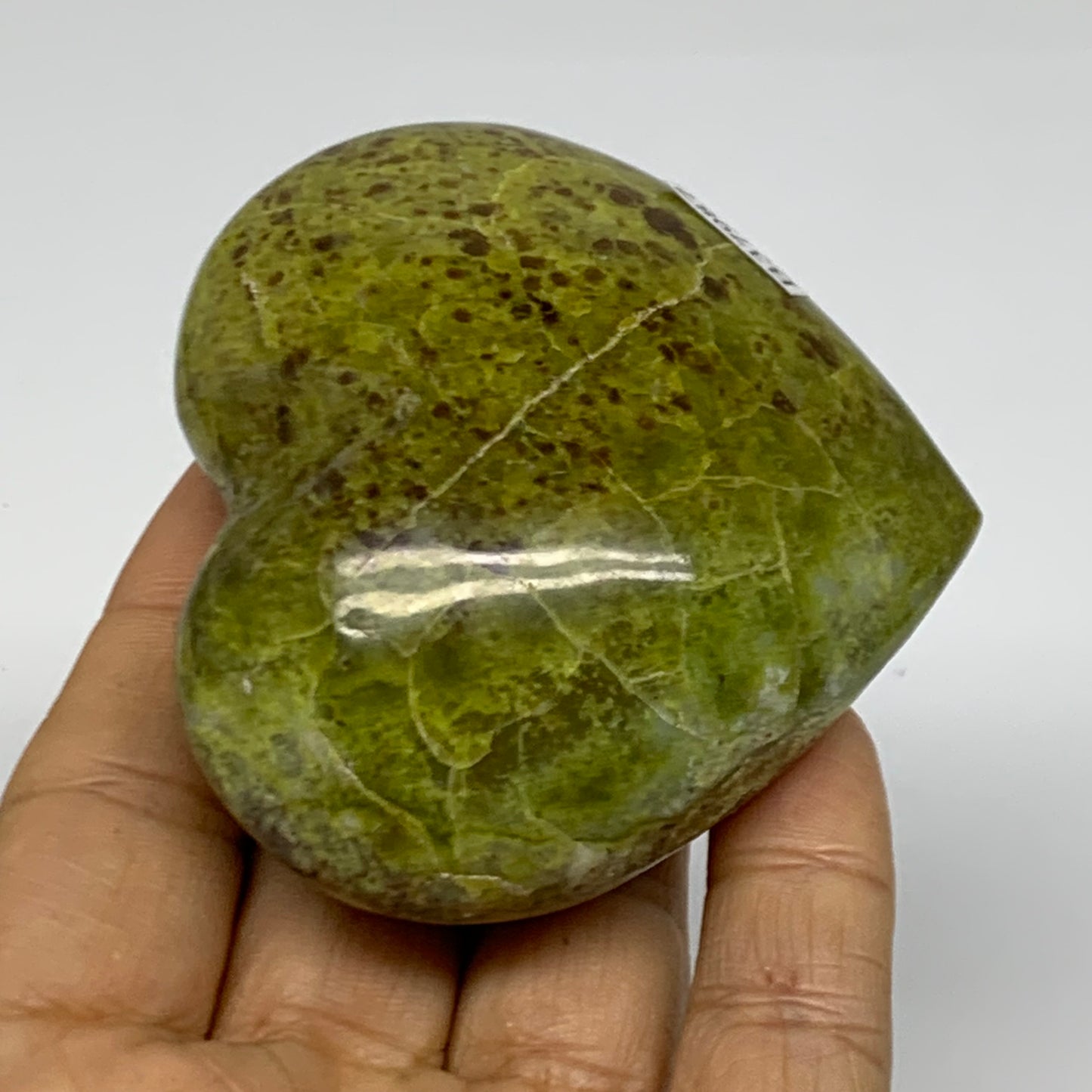 0.34 lbs, 2.5"x2.8"x1.4", Green Opal Heart Polished Gemstone Crystal, B37987
