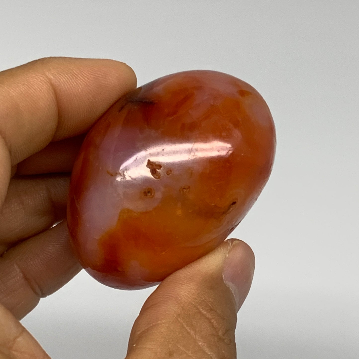 98.6g, 2"x1.6"x1.4", Red Carnelian Palm-Stone Gem Crystal Polished, B28468