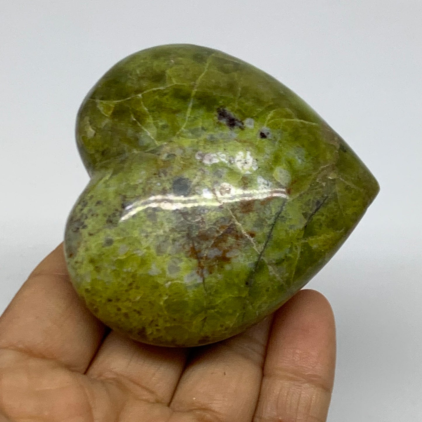 0.34 lbs, 2.5"x2.8"x1.4", Green Opal Heart Polished Gemstone Crystal, B37987