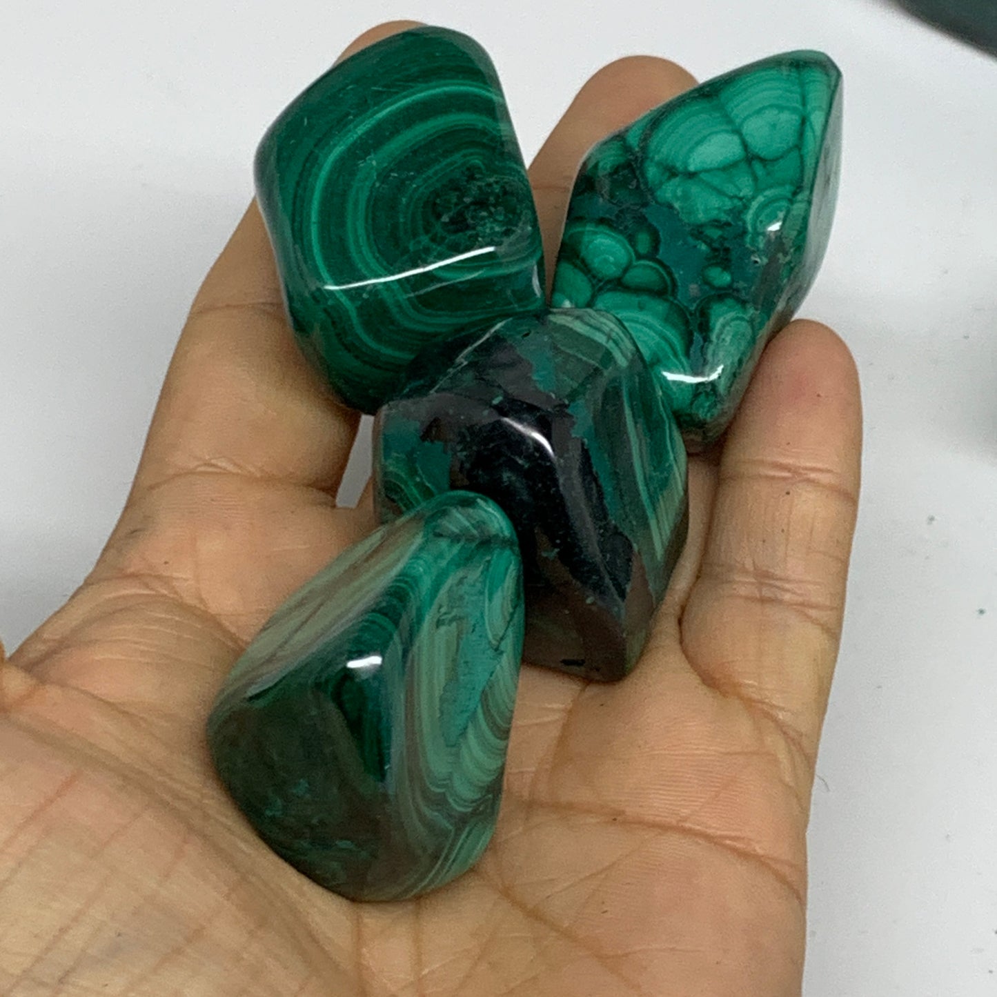 1pcs, 1.2"-1.8", Natural Malachite Tumbled Polished Gemstone, B32843