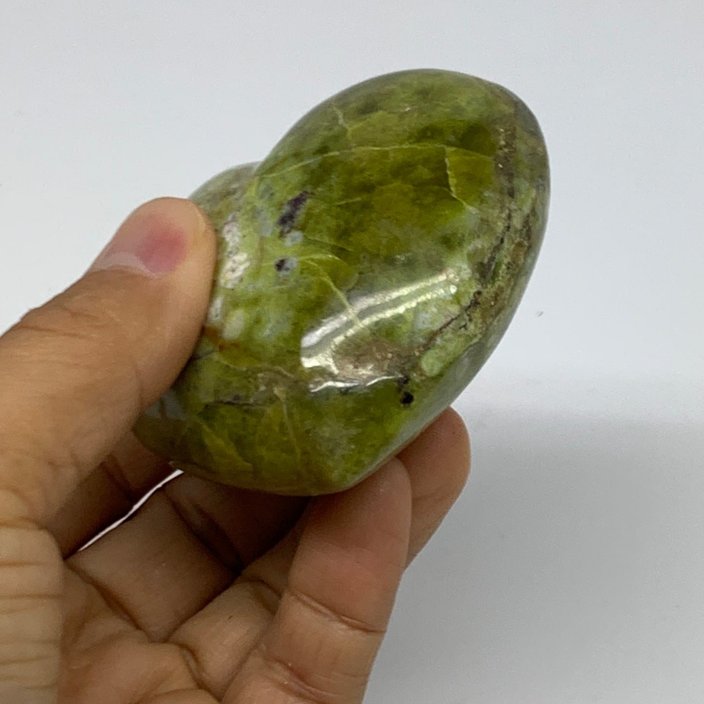 0.34 lbs, 2.5"x2.8"x1.4", Green Opal Heart Polished Gemstone Crystal, B37987