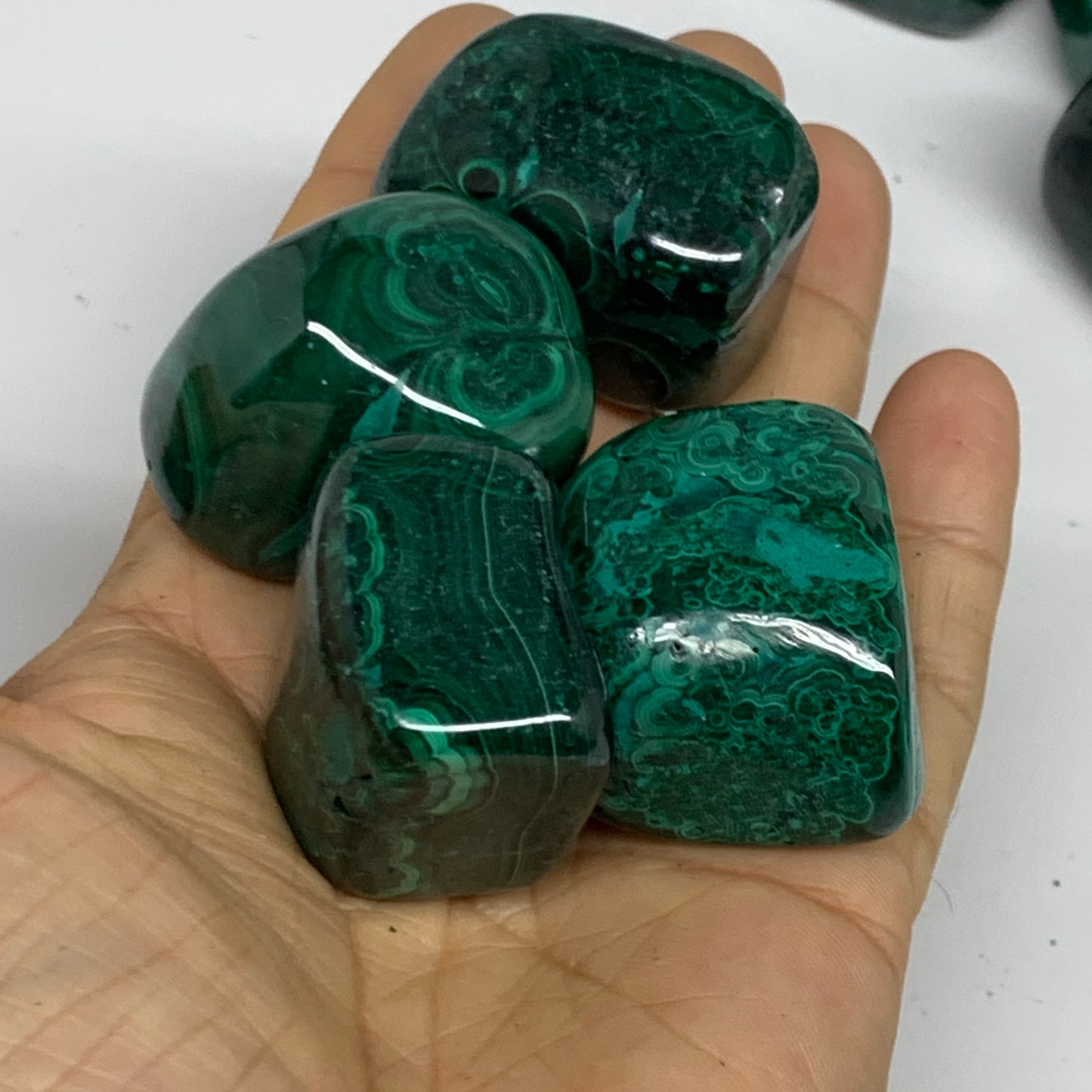 1pcs, 1.2"-1.8", Natural Malachite Tumbled Polished Gemstone, B32843