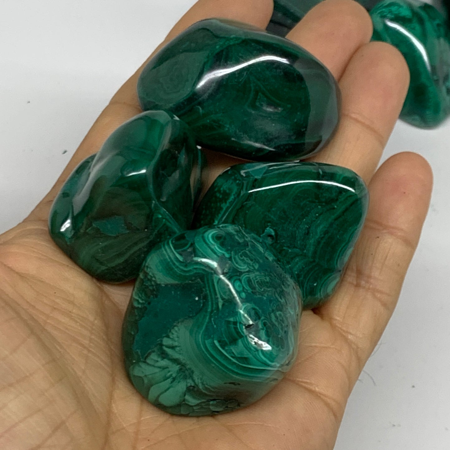 1pcs, 1.2"-1.8", Natural Malachite Tumbled Polished Gemstone, B32843
