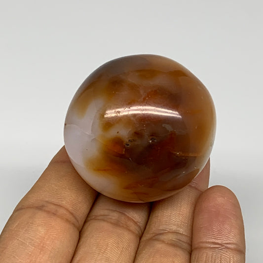 90.7g, 1.7"x1.6"x1.5", Red Carnelian Palm-Stone Gem Crystal Polished, B28470