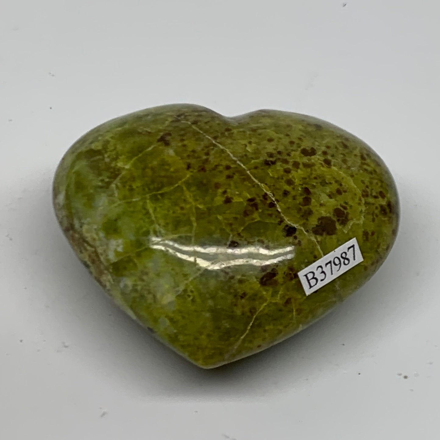 0.34 lbs, 2.5"x2.8"x1.4", Green Opal Heart Polished Gemstone Crystal, B37987