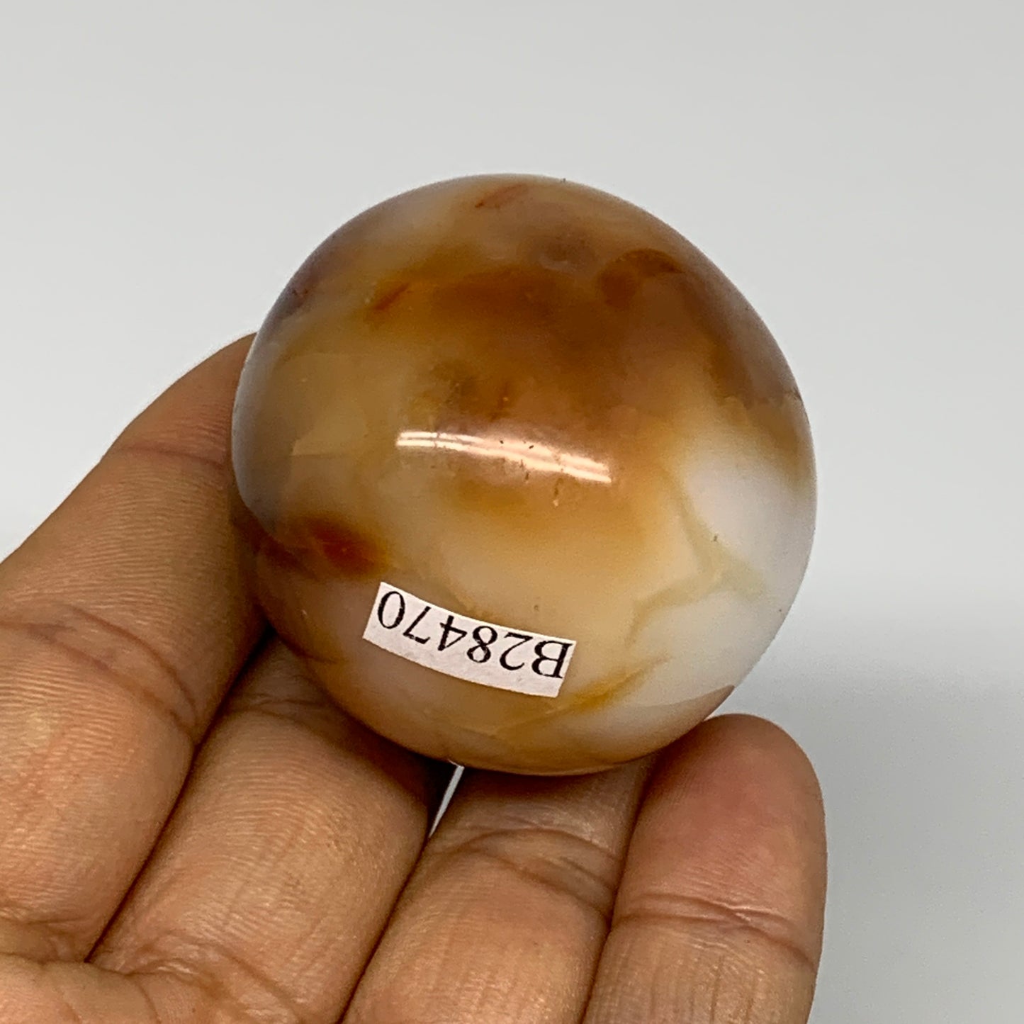 90.7g, 1.7"x1.6"x1.5", Red Carnelian Palm-Stone Gem Crystal Polished, B28470